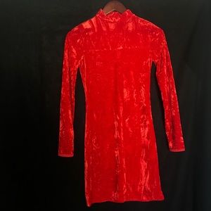Red velvet long sleeve bodycon NWOT